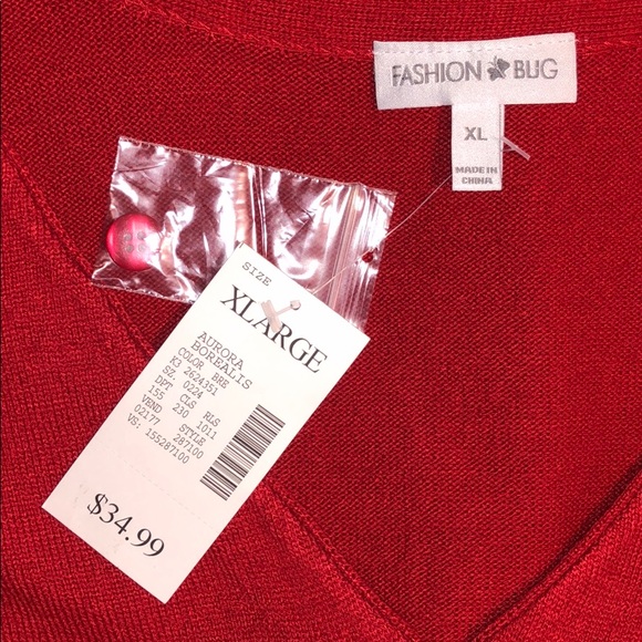 Fashion Bug NWT Size XL Red Sequin Pockets Button Front Sweater Cardigan - Picture 8 of 8